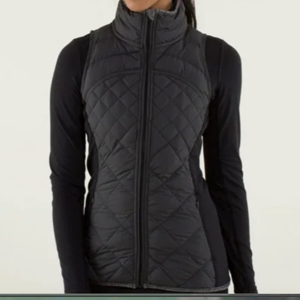 Lululemon Goose Down Fluff Off Vest Zippered Mock Neck Slim Fit Size 8 W4B76S